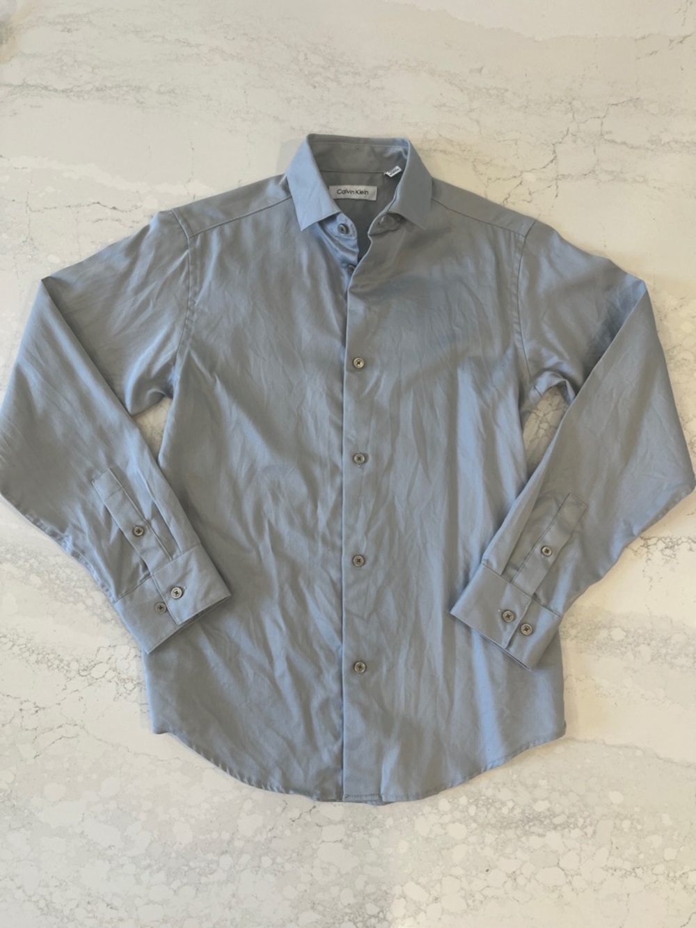 Calvin Klein Youth Pale Blue/Gray Long-Sleeve Dress Shirt